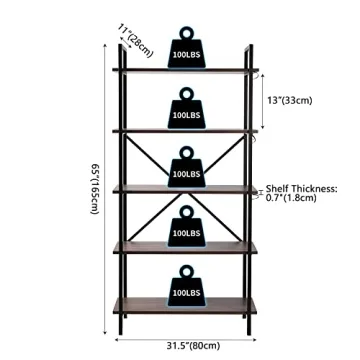 Vlsrka 5 Tier Bookshelf with LED Lights for Modern Homes