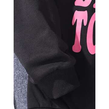 MakeMeChic Girl's Cute Letter Graphic Long Sleeve Hoodie Hooded Sweatshirt