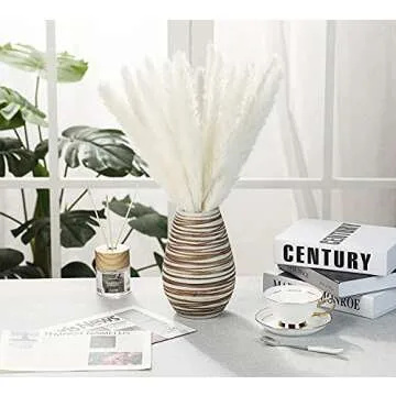 EZDC Dried Pampas Grass Stems for Rustic Boho Decor