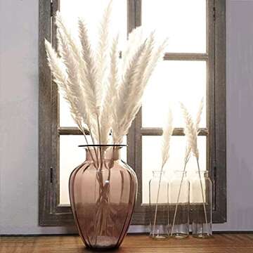 EZDC 30 Stems Cream White Pampas Grass, 17” Pampas Grass Decor, Dried Pampas Grass Plants for Rustic, Boho Decor, Home Decor as Plant Room Decor