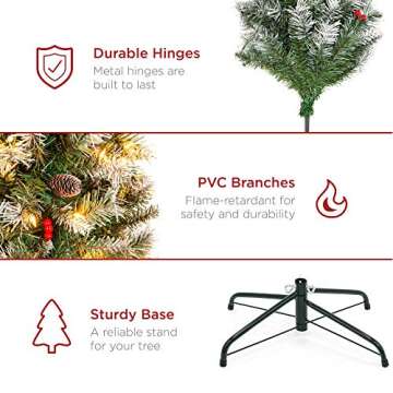 Pre-Lit 6ft Christmas Tree with Pine Cones & Berries