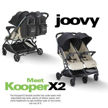 Joovy Kooper X2 Double Stroller - Lightweight & Compact