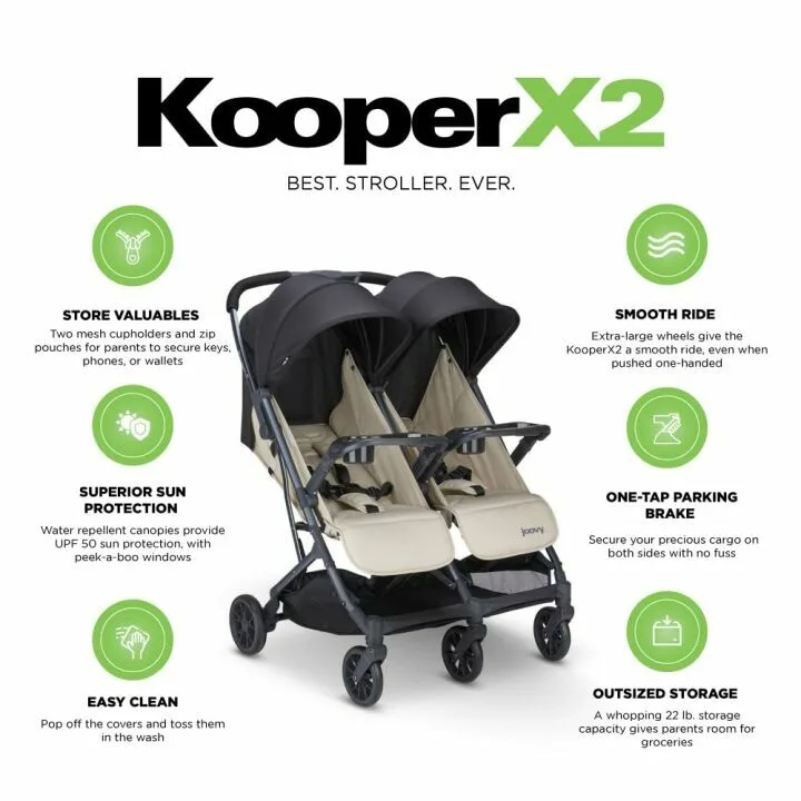 Joovy Kooper X2 Double Stroller - Lightweight & Compact