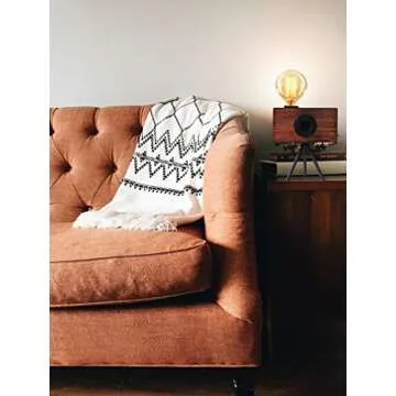 Looxury Real Wood Table Lamp Industrial Edison Bulb - Creative Camera Shape Unique Style - Vintage Decor Camera - Free Bulb Included