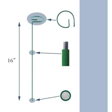 Green 16 inch Single Stem Plant Stakes Flower Support Rings, Pack of 20 Plant Support Stakes, Flower...