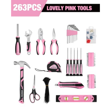 Stylish WORKPRO Pink Tool Kit for Home Repairs and Gifts