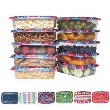 COOK WITH COLOR Containers with Lids, Plastic Food Storage Containers, Present Containers, 10 Lunch Containers, Airtight, Reusable Containers, 33.8 Oz / 1 L.