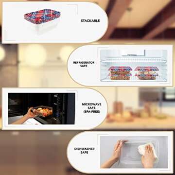 COOK WITH COLOR Containers with Lids, Plastic Food Storage Containers, Present Containers, 10 Lunch Containers, Airtight, Reusable Containers, 33.8 Oz / 1 L.