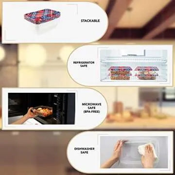 COOK WITH COLOR Containers with Lids, Plastic Food Storage Containers, Present Containers, 10 Lunch Containers, Airtight, Reusable Containers, 33.8 Oz / 1 L.