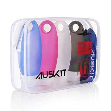 AusKit Travel Bottles TSA Approved Leak Proof, 3.3 OZ Leak Proof Travel Accessories Tube Sets, Refillable Silicone Travel Containers With Shower Lanyard for Shampoo Lotion Soap