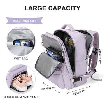 WONHOX Large Travel Backpack Women, Carry On Backpack,Hiking Laptop Backpack Waterproof Outdoor Spor...