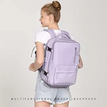 WONHOX Large Travel Backpack Women, Carry On Backpack,Hiking Laptop Backpack Waterproof Outdoor Sports Rucksack Casual Daypack (Purple)