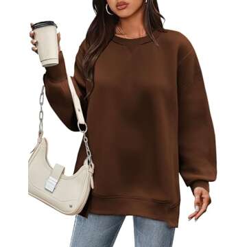 Zeagoo Color Block Sweatshirts for Women Long Sleeve Crewneck Knit Sleeve Sweaters Lightweight Fashion 2024 Brown XX-Large