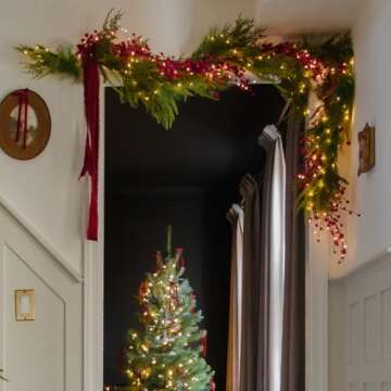 LampLust 6ft Prelit Mantle Garland with Timer and Lights