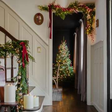 LampLust 6ft Prelit Mantle Garland with Timer and Lights