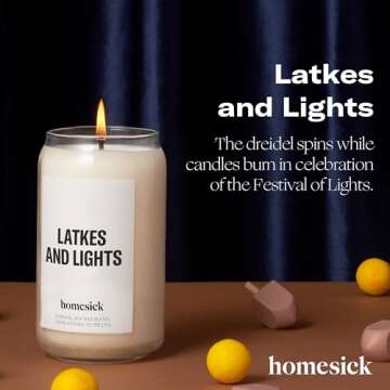 Homesick Scented Candles for Home (Latkes and Lights) - 13.75 oz Long-Lasting Soy Wax Blend Jar Cand...
