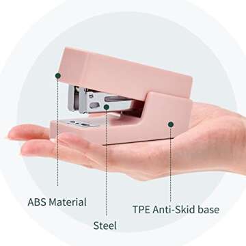 Gevanchi Mini Stapler, 20 Sheet Office Desktop Stapler with 640 Standard Staples and A Staple Remover, Pink…