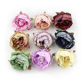 Peony Fake Flower Heads in Bulk Wholesale for Crafts Silk Flower Head Silk Artificial Flowers for Wedding Decoration DIY Decorative Wreath Party Festival Home Decor 15 Pieces 5cm (Champagne)