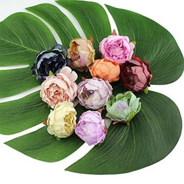 Peony Fake Flower Heads in Bulk Wholesale for Crafts Silk Flower Head Silk Artificial Flowers for Wedding Decoration DIY Decorative Wreath Party Festival Home Decor 15 Pieces 5cm (Champagne)