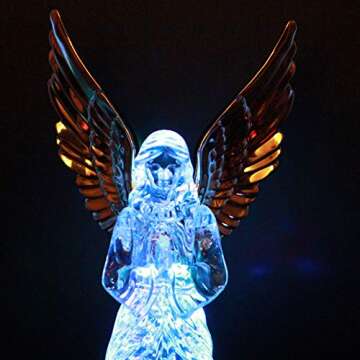 Dalax- Angel LED Lighted Sparkling Color Changing Snow Globe Water Lamp with 6 Hour Timer, 12'' Pray...