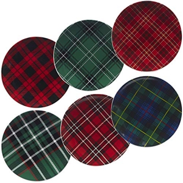 Certified International Christmas Plaid Dessert Plates Set