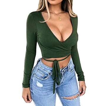 Artfish Deep V Neck Crop Top: Stylish & Versatile Fit