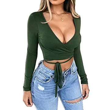 Artfish Deep V Neck Crop Top: Stylish & Versatile Fit