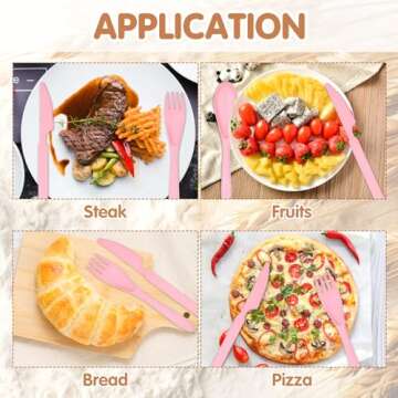 1 PCS Reusable Utensils Set with Case, Camping Utensils Plastic Spoons and Forks Sets for Lunch Box Accessories, Portable Cutlery Set for Kids Adults Travel Picnic Office Lunch Daily Use(Pink)