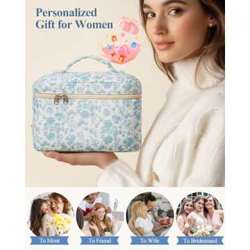 Stylish HBselect Quilted Makeup Bag for Travel and Gifts