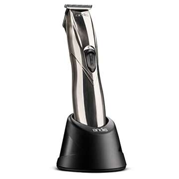 Andis 32400 Slimline Pro Cord/Cordless Beard Trimmer, Lithium Ion T-blade Trimmer, Close Cutting T-Blade Zero Gapped, Chrome