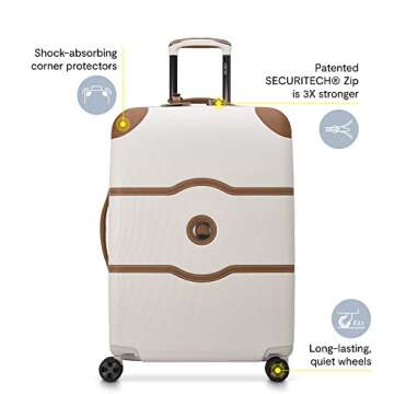 DELSEY PARIS Chatelet Air 2.0 Hardside Luggage Trunk with Spinner Wheels, Angora, Checked-26 Inch Trunk