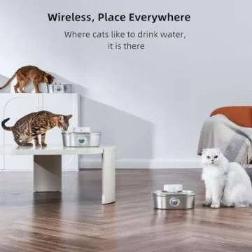 uahpet Wireless Cat Water Fountain Stainless Steel Pro, External Pump Battery Operated Pet Waterer, ...