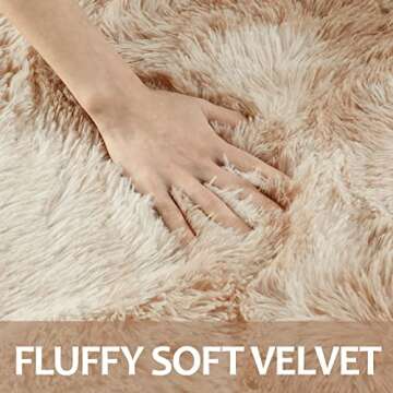 Hutha 6x9 Large Area Rugs for Living Room, Super Soft Fluffy Modern Bedroom Rug, Tie-Dyed Beige Indoor Shag Fuzzy Carpets for Girls Kids Nursery Room Home Decor
