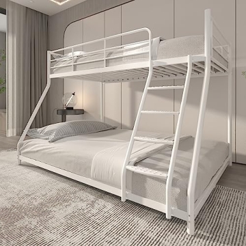 Stylish Heavy Duty Twin Over Full Bunk Bed - Safe and Sturdy Metal Frame