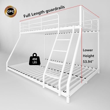 AnwickNomo Heavy Duty Twin Over Full Bunk Bed White