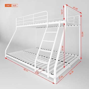 AnwickNomo Heavy Duty Twin Over Full Bunk Bed White