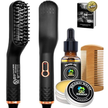 3-in-1 Hair Straightening Brush & Beard Care Set