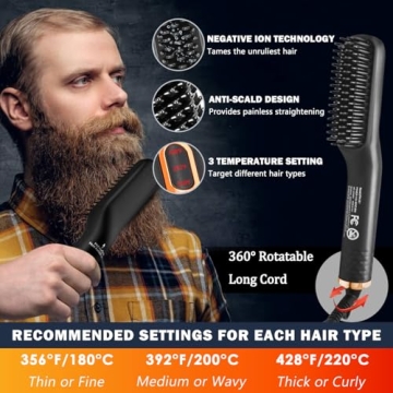 3-in-1 Hair Straightening Brush & Beard Care Set