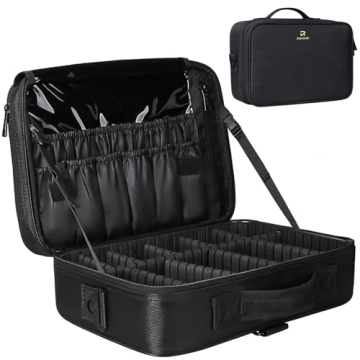 Relavel Travel Makeup Train Case Makeup Cosmetic Case Organizer Portable Artist Storage Bag with Adj...