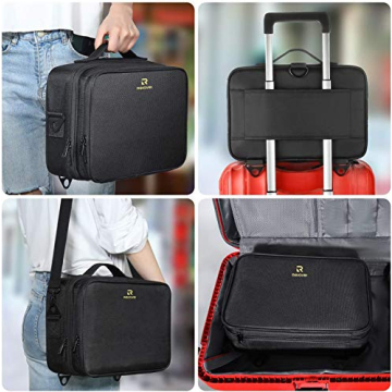 Relavel Portable Travel Makeup Organizer Case with Adjustable Dividers