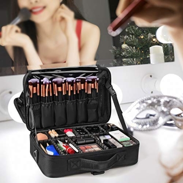 Relavel Portable Travel Makeup Organizer Case with Adjustable Dividers