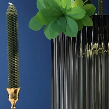 Dinyeo Large Ribbed Brown Glass Flower Vase for Decor