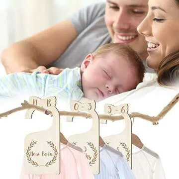 Premium Wood Baby Closet Dividers,Set of 7,from Newborn to 24 Month,Baby Closet Organizers,Nursery Decor,Baby Clothes Organizers (Style-1)