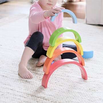 Fat Brain Toys FBT Rainbow Stacker - Rainbow Arches Stack and Play Baby Toys & Gifts for Ages 2 to 3