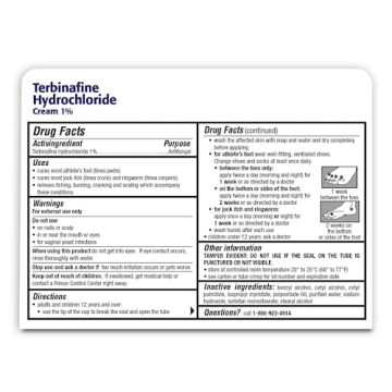 Terbinafine Hydrochloride 1% Cream for Athlete's Foot Relief
