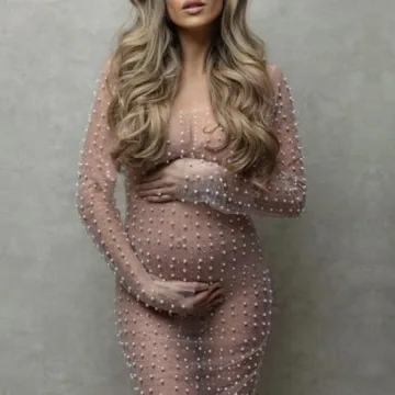 Sheer Mesh Pearl Rhinestone Beach Cover Up Dress Women