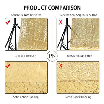 SquarePie Sequin Backdrop Curtain - Luxurious Gold 10FT x 10FT