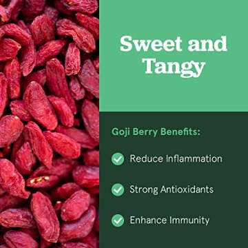 Sun Bay Foods Goji Berries - 1 lb Bag of Organic Non-GMO Vegan Dried Goji Berry - Free of Sulfites, Gluten, Dairy, and Soy
