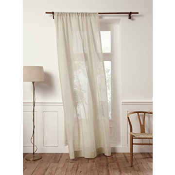 Elegant 100% Pure Linen Sheer Curtain Panel 96 Inches Long