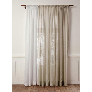 Elegant 100% Pure Linen Sheer Curtain Panel 96 Inches Long